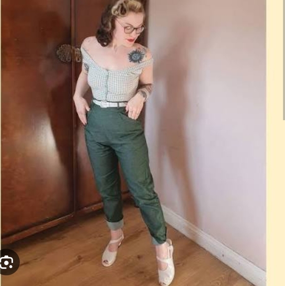 Freddies Of Pinewood Pants - Vintage 1940's Freddies Of Pinewood Wing Trouser In Green Size 34